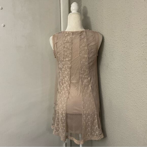 Altar’d State Blush Lace Overlay Dress M Lined S Boho Cottagecore Coquette Girl - Picture 2 of 10